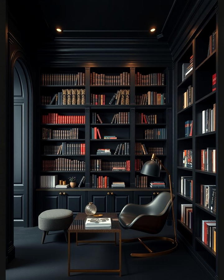 Sophisticated Black Home Library - 25 Monochromatic Color Schemes for Rooms