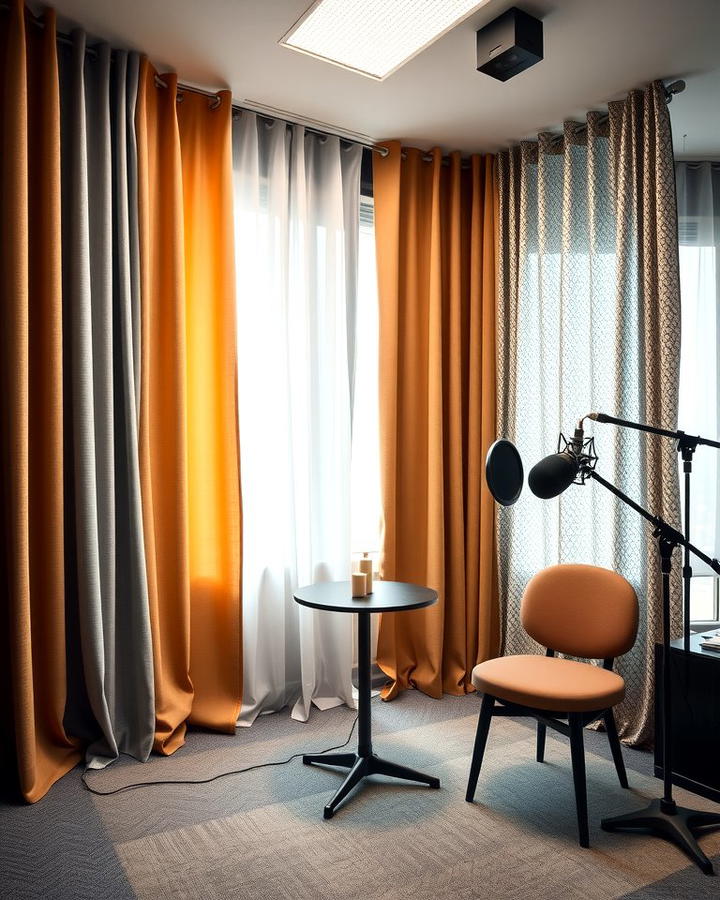 Soundproof Curtains - 25 Podcast Room Ideas