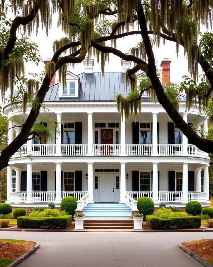 Southern Plantation Grace - 25 White Exterior Home with a Black Roof Ideas