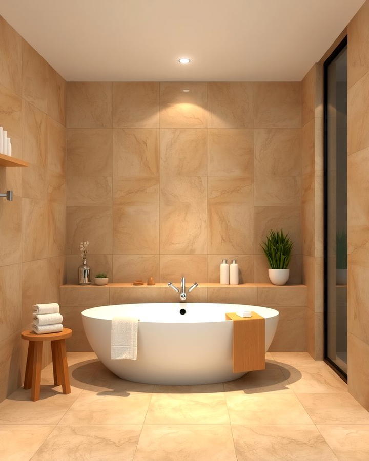 Spa Like Ambiance with Warm Tones - 25 Travertine Tile Bathroom Ideas