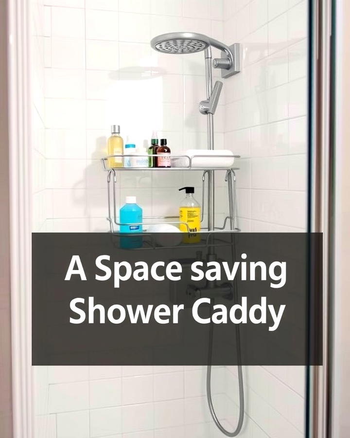 Space Saving Shower Caddies - 25 Small Bathroom Walk in Shower Ideas