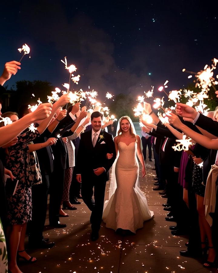 Sparkler Studded Walkway - 25 Wedding Entrance Ideas