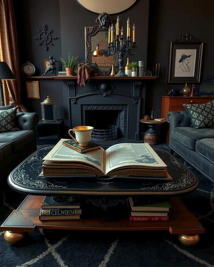 Spellbook Coffee Table Decor - 30 Witchy Living Room Ideas