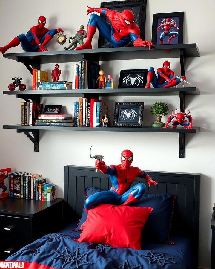 Spiderman Shelf Decor - 25 Spiderman Room Decor Ideas