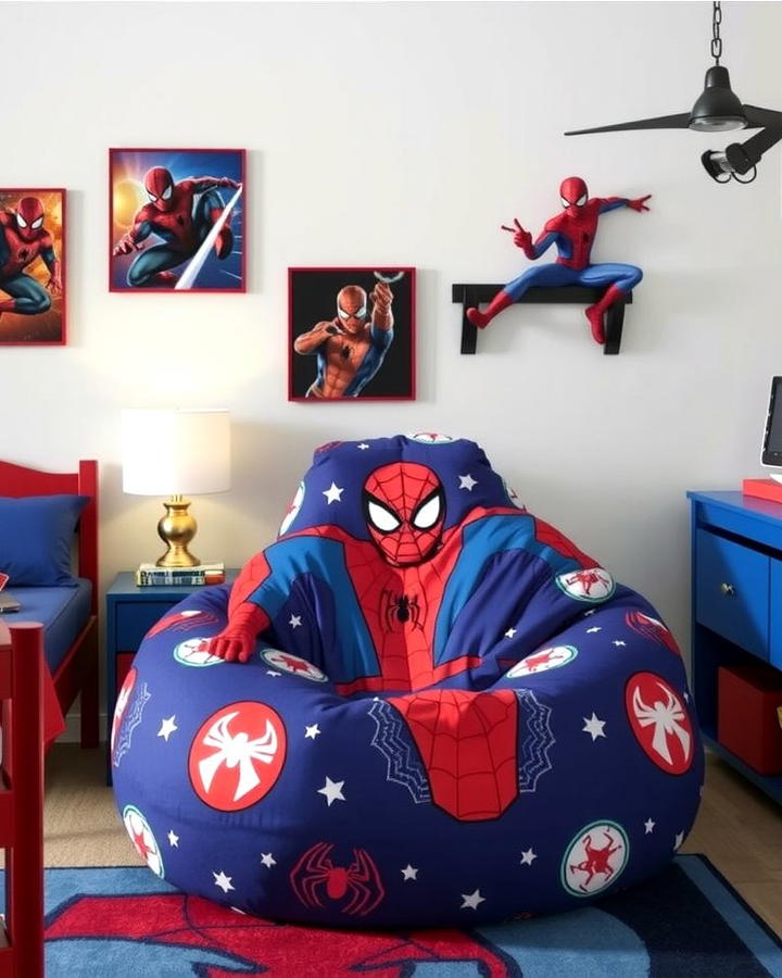 Spiderman Themed Bean Bag Chair - 25 Spiderman Room Decor Ideas