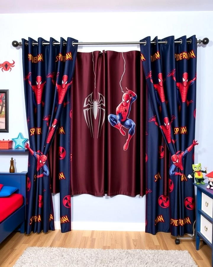 Spiderman Themed Curtains - 25 Spiderman Room Decor Ideas