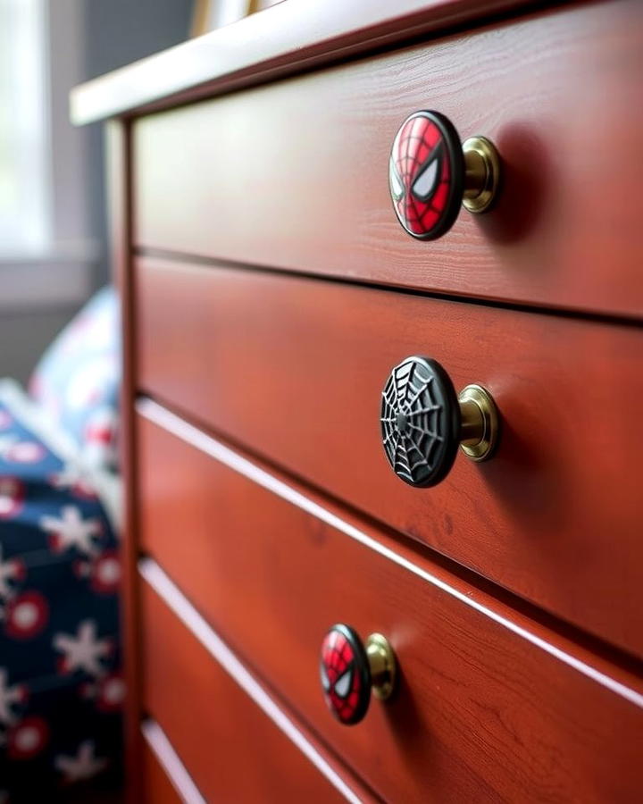 Spiderman Themed Drawer Knobs - 25 Spiderman Room Decor Ideas