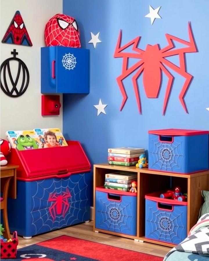 Spiderman Themed Storage Solutions - 25 Spiderman Room Decor Ideas