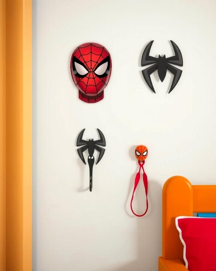 Spiderman Themed Wall Hooks - 25 Spiderman Room Decor Ideas