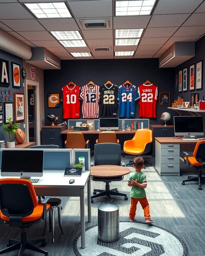 Sports Themed Office - 30 Home Office Ideas for Him