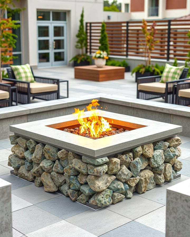 Square Rock Fire Pit for a Modern Touch - 25 Rock Fire Pit Ideas