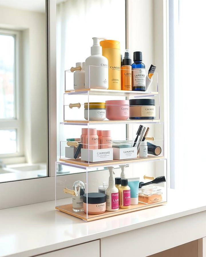 Stackable Boxes for Versatility - 25 vanity organization ideas