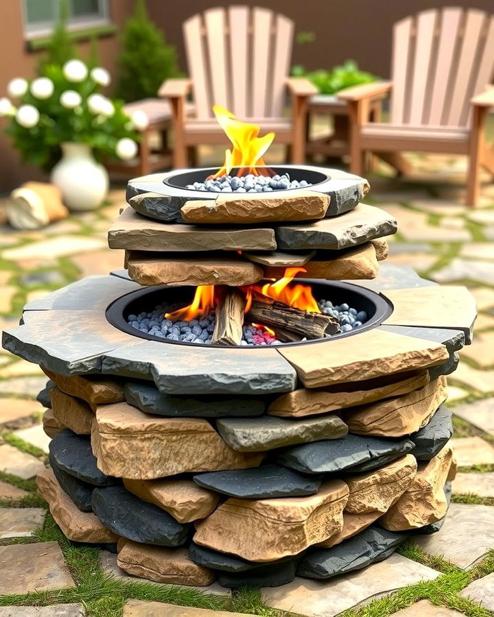 Stacked Slate Fire Pit - 25 Wood Burning Fire Pit Ideas