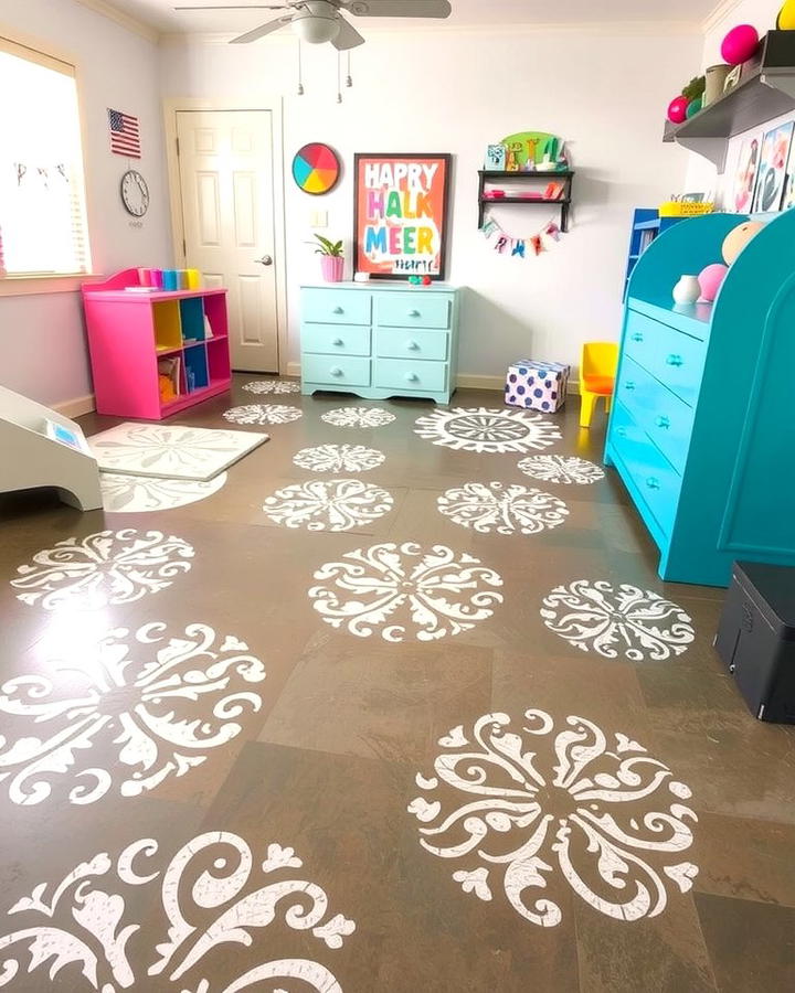 Stained Concrete with Stenciled Designs - 25 Stained Concrete Floors