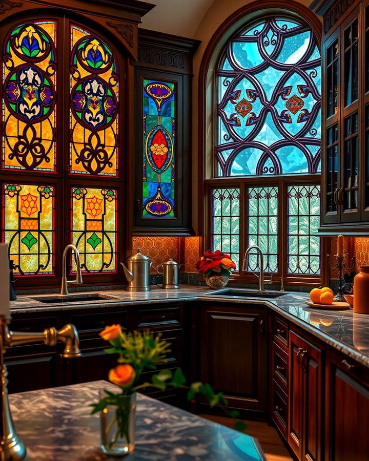 Stained Glass Details - 30 Gothic Kitchen Ideas