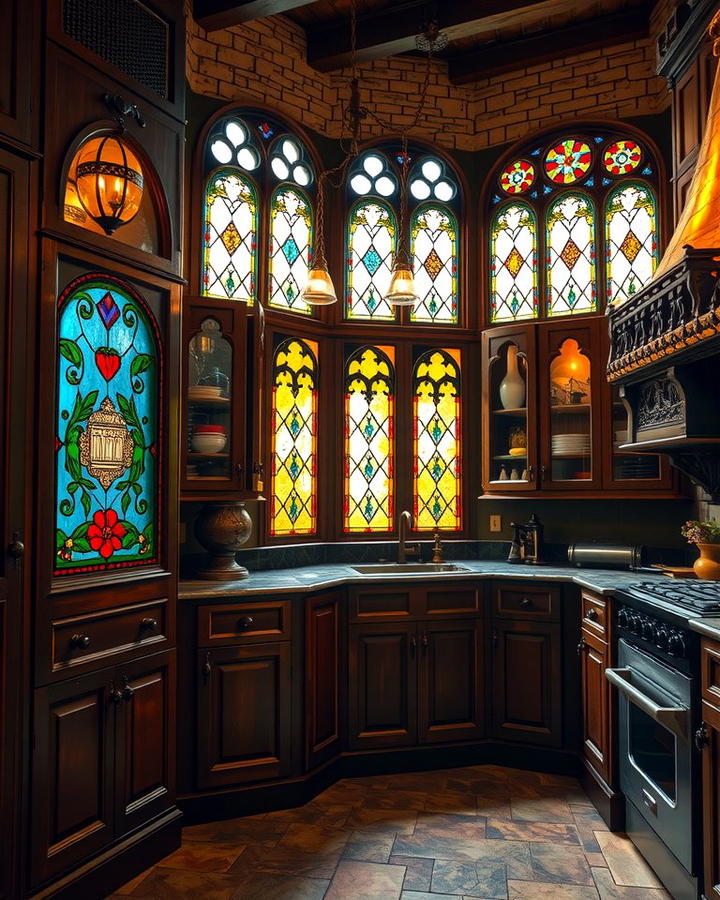 Stained Glass Panels - 30 Gothic Kitchen Ideas