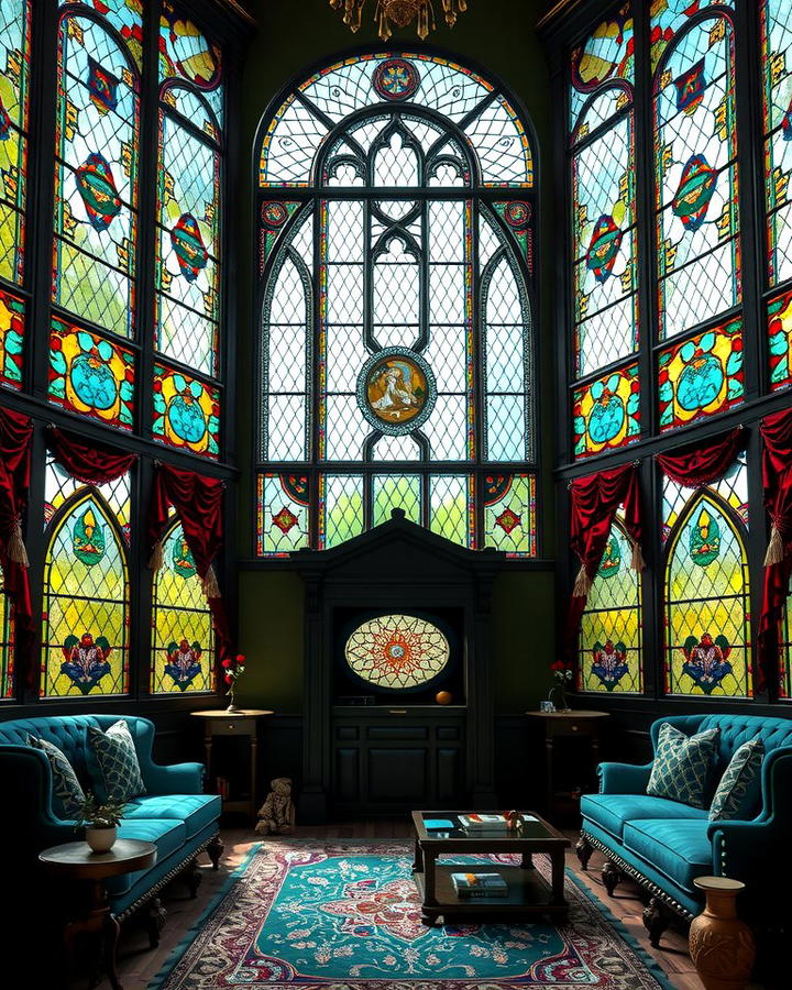 Stained Glass Windows - 25 Victorian Dark Green Living Room Ideas