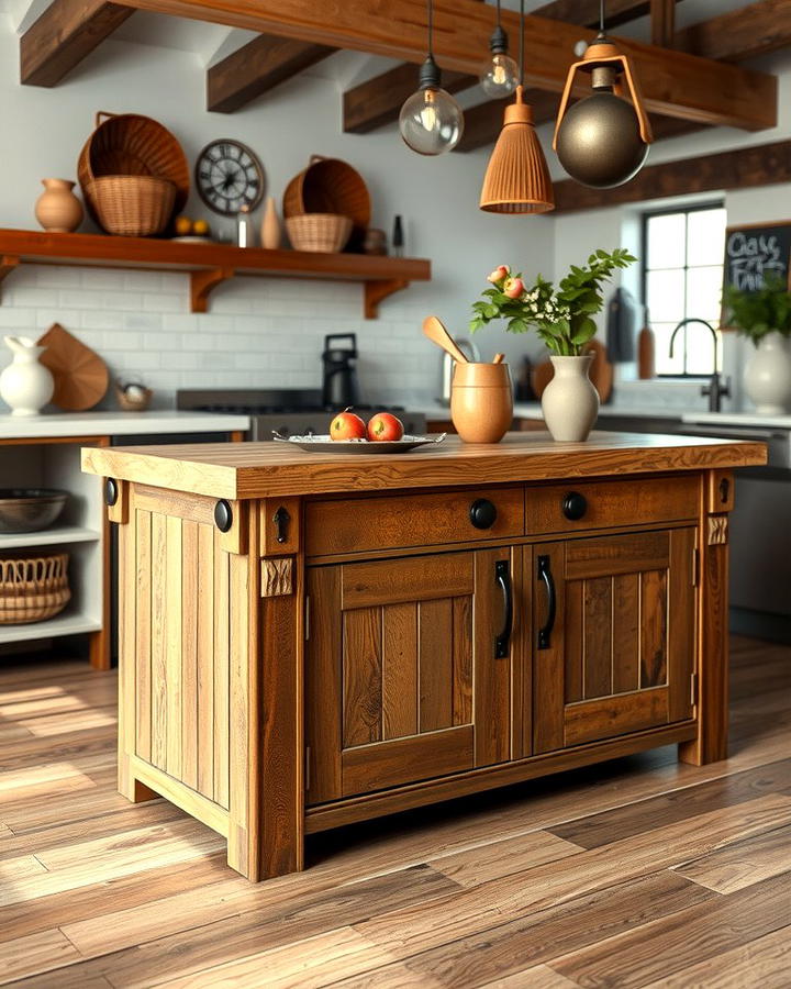 Stained Wood Finish - 25 Rustic Kitchen Island Ideas