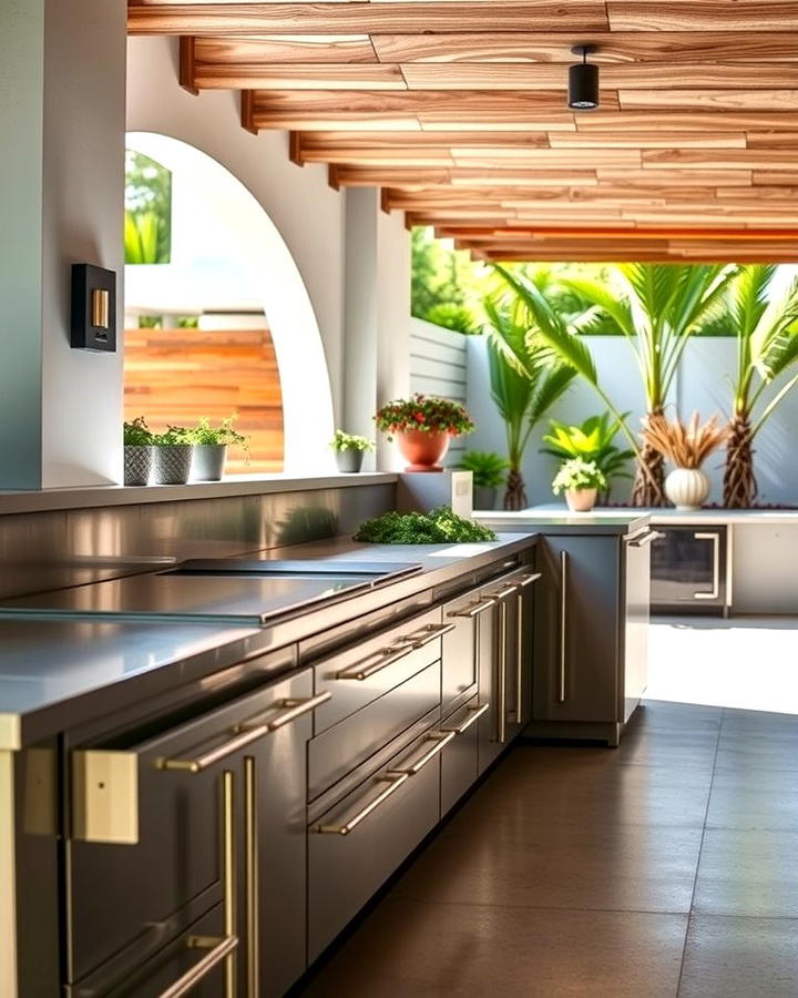 Stainless Steel Countertops for a Sleek Look - 25 Outdoor Kitchen Countertop Ideas