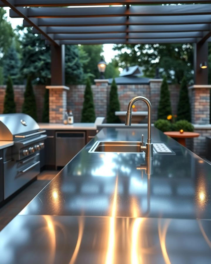 Stainless Steel Countertops - 25 Types of Outdoor Kitchen Countertops