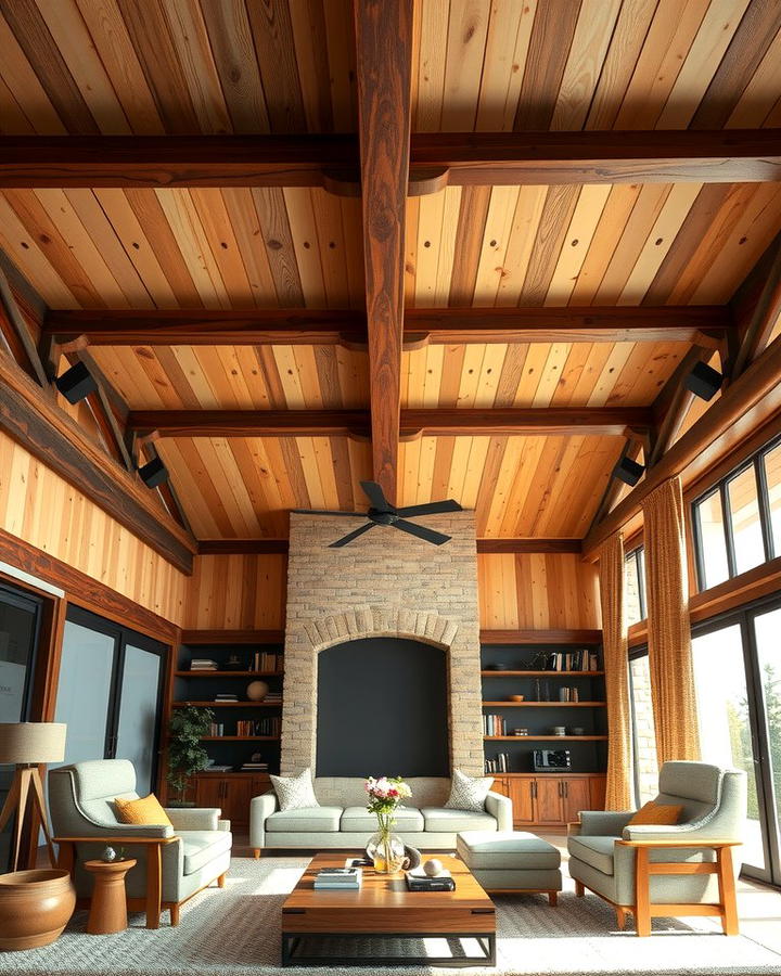 Statement Beams with Plywood Panels - 25 Plywood Ceiling Ideas