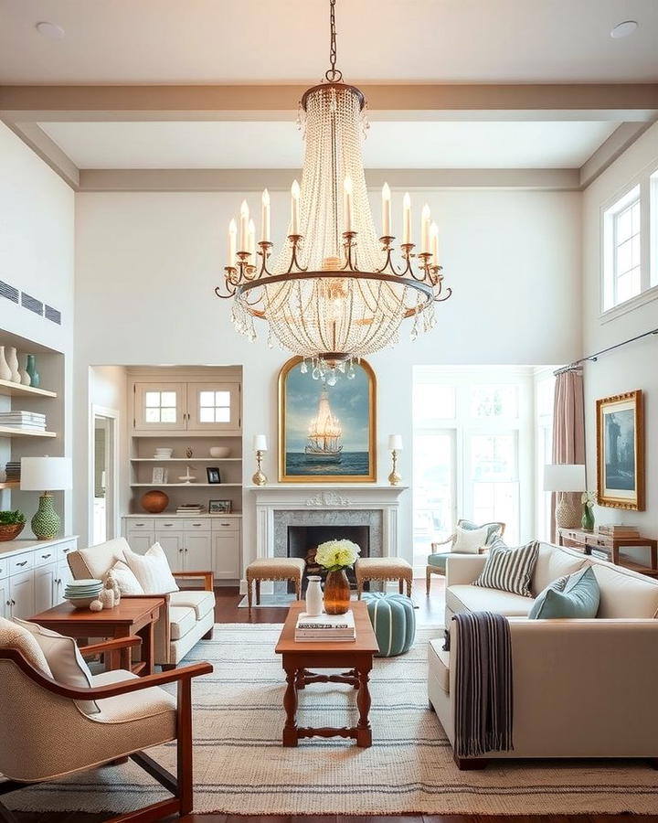 Statement Chandeliers - 30 Hamptons Living Room Ideas