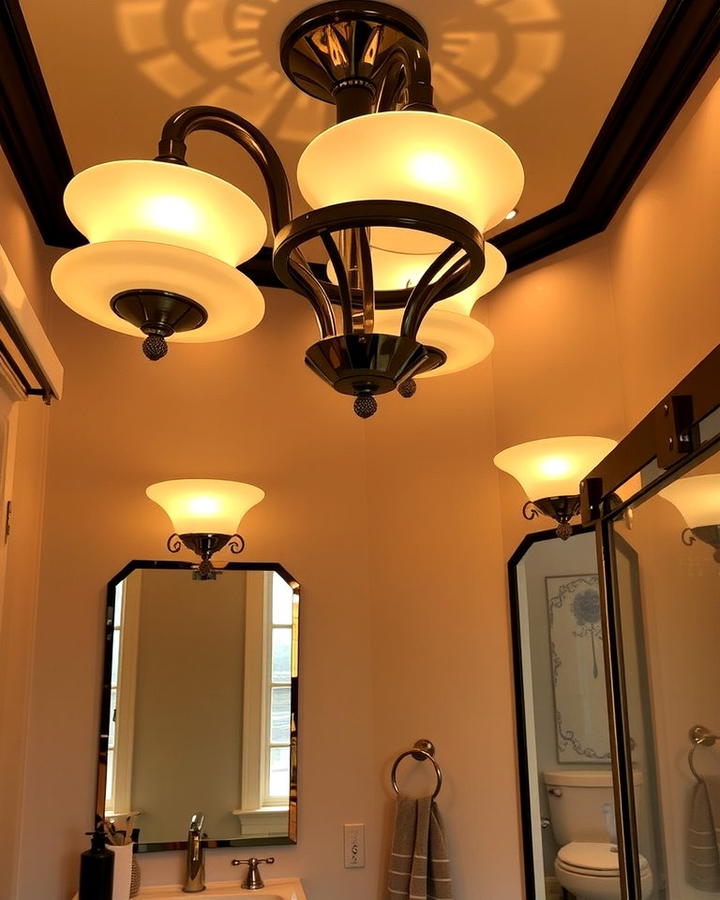 Statement Lighting Fixtures - 30 Art Deco Bathroom Ideas