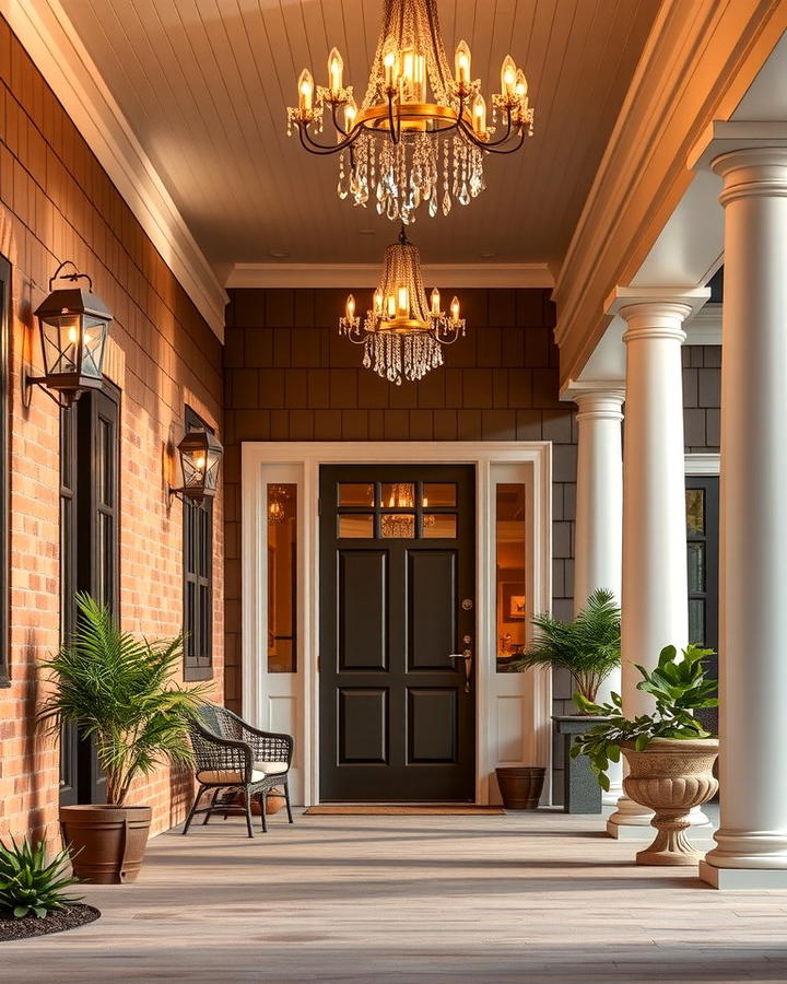 Statement Lighting Fixtures - 30 Large Front Porch Ideas