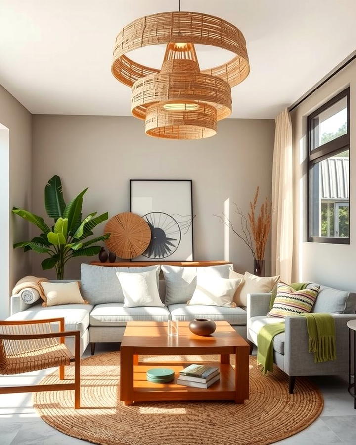 Statement Lighting Fixtures - 25 Organic Modern Living Room Design Ideas