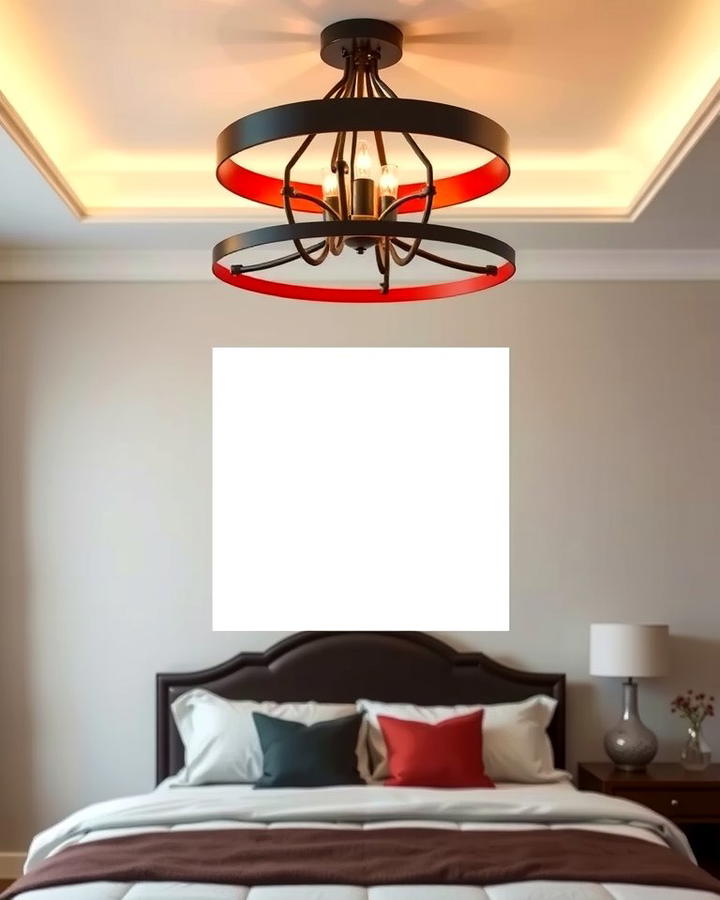 Statement Lighting Fixtures - 25 red black and white bedroom ideas