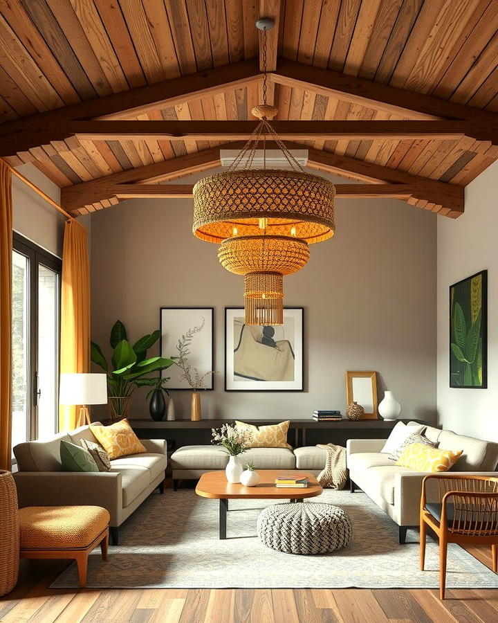 Statement Lighting Fixtures - 25 Moody Boho Living Room Ideas