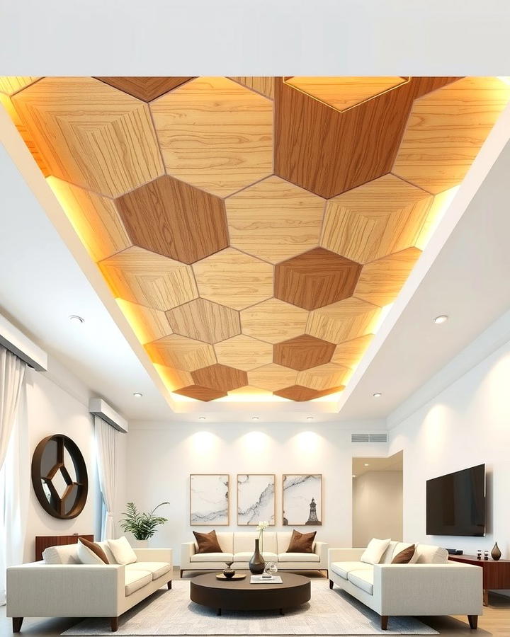 Statement Making Geometric Plywood Panels - 25 Plywood Ceiling Ideas