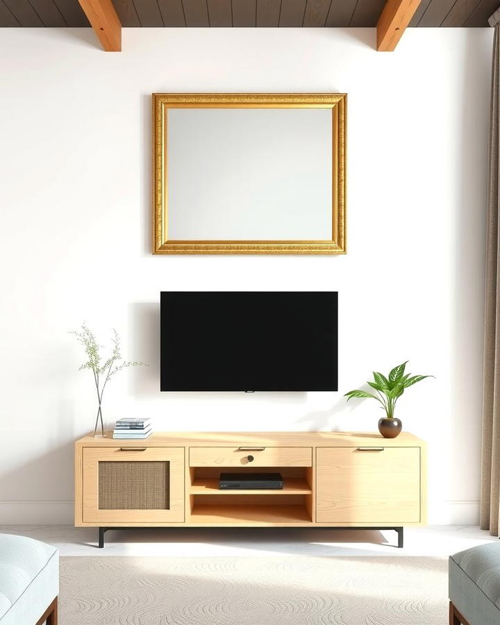 Statement Mirror - 25 Tv Console Decor Ideas