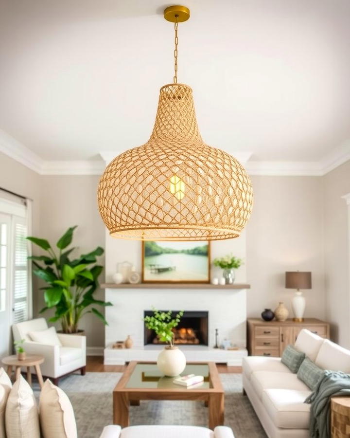 Statement Pendant Lighting - 30 Hamptons Living Room Ideas