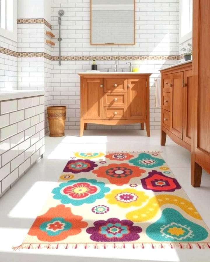 Statement Rugs - 30 Colorful Bathroom Ideas