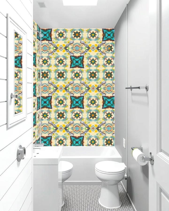 Statement Shower Tiles - 25 Small Bathroom Walk in Shower Ideas