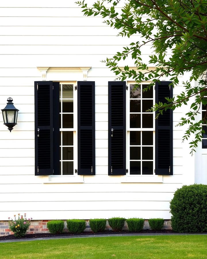 Statement Shutters Black Shutters on White Walls - 30 single story white house black trim