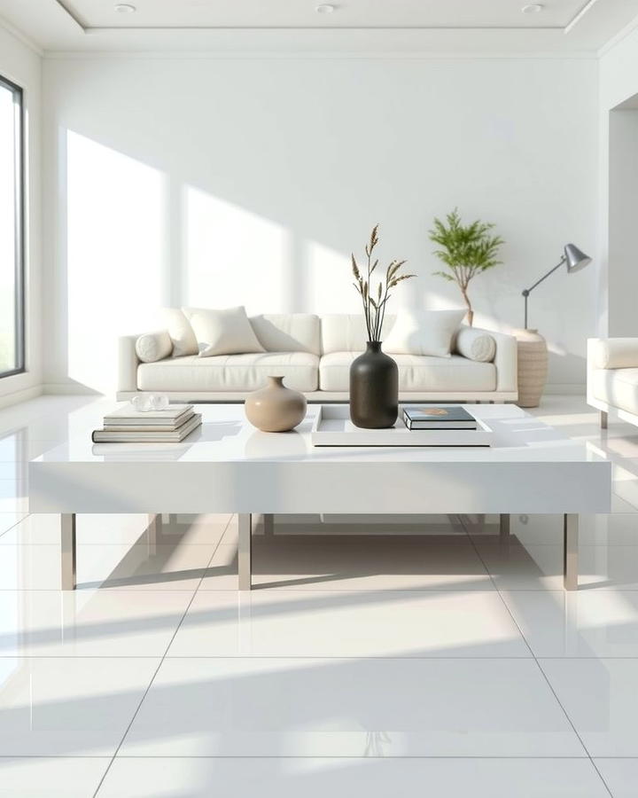 Statement White Coffee Table - 25 White Living Room Ideas