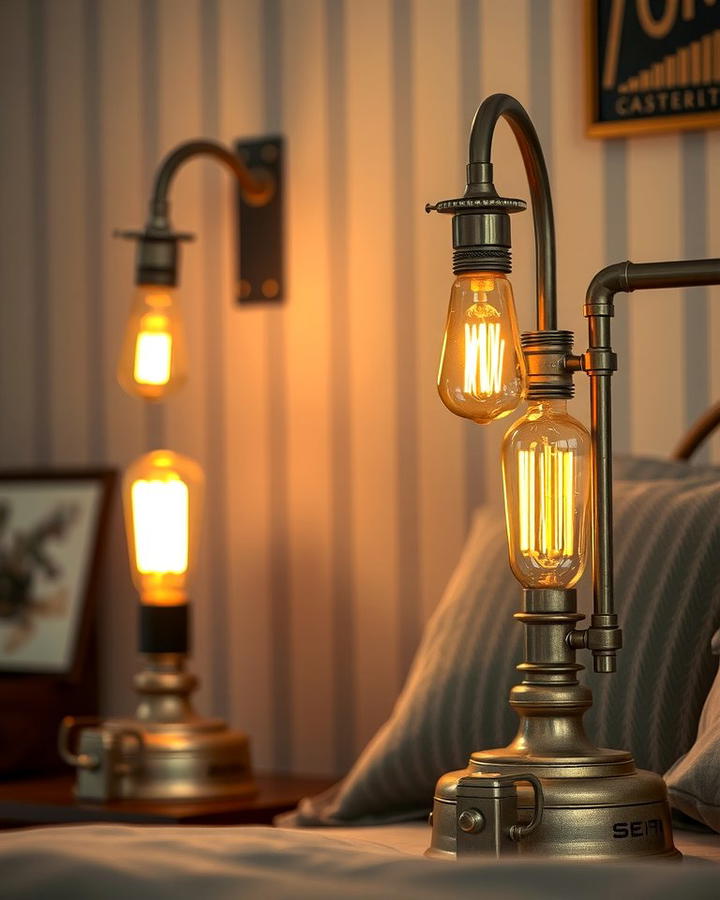 Steampunk Inspired Bedside Lamps - 25 Steampunk Bedroom Ideas