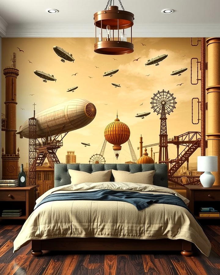 Steampunk Inspired Wall Murals - 25 Steampunk Bedroom Ideas