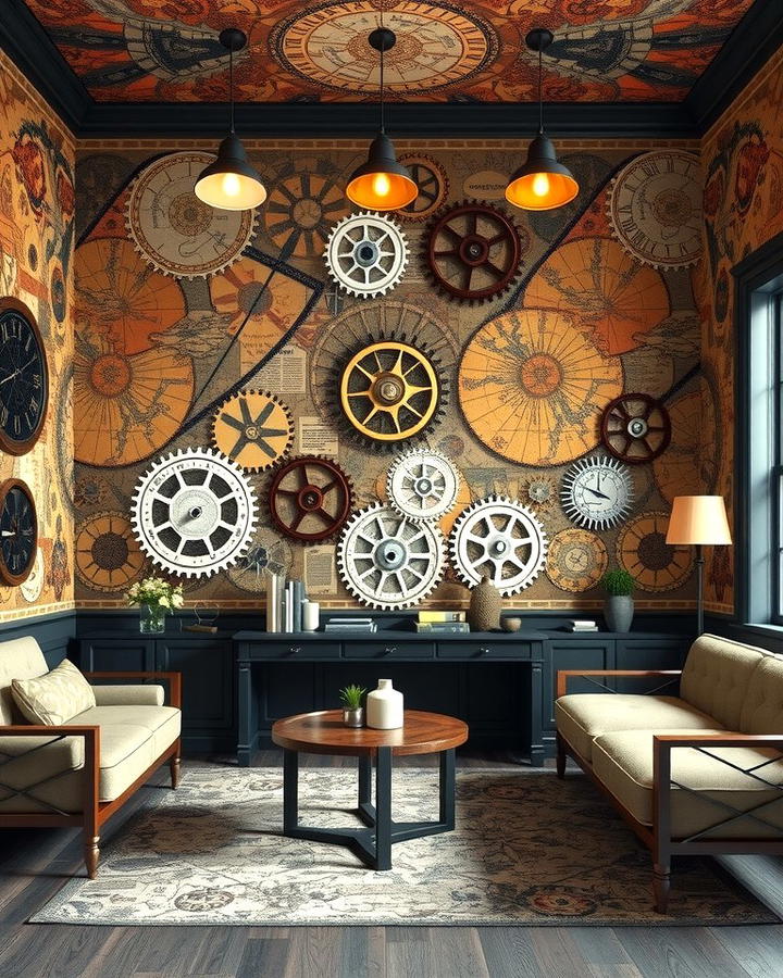 Steampunk Inspired Wallpaper - 25 Steampunk Bedroom Ideas