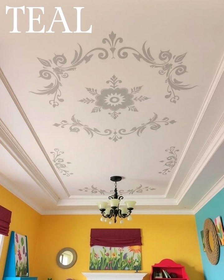 Stenciled Artwork - 25 Reverse Tray Ceiling Ideas