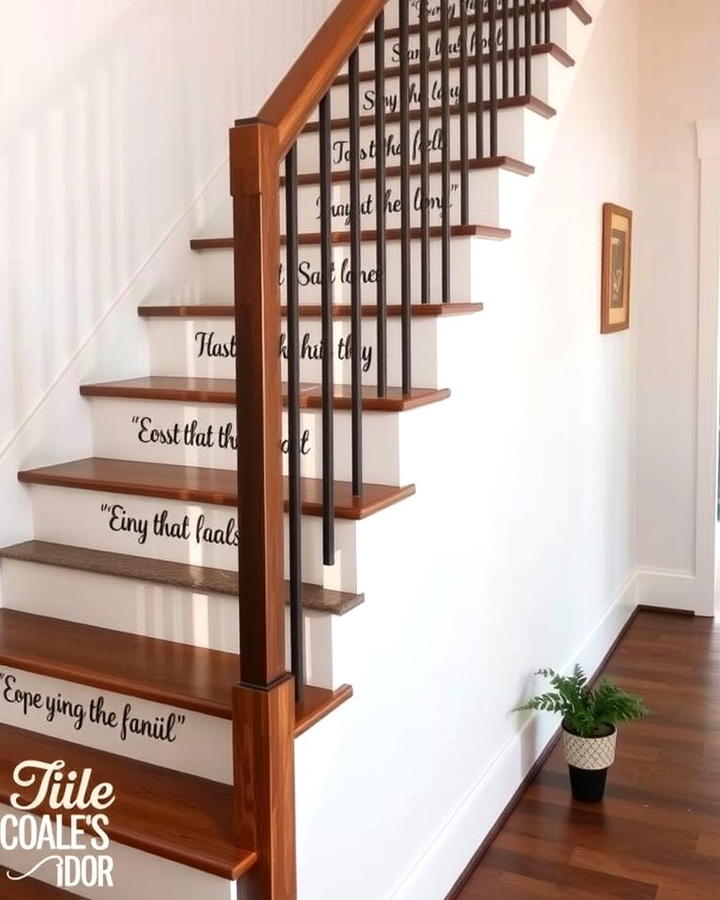 Stenciled Quotes or Words - 25 Stair Riser Ideas