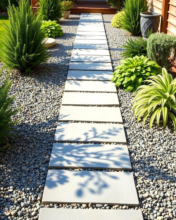 Stepping Stones with Gravel Surround - 30 Stepping Stone Walkway Ideas