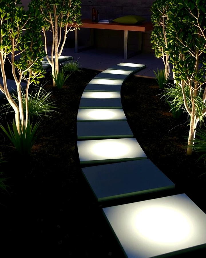 Stepping Stones with LED Lighting - 30 Stepping Stone Walkway Ideas