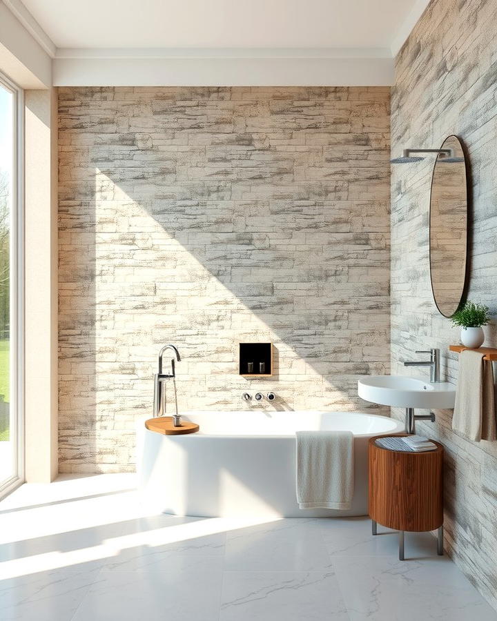 Stone Accent Wall - 25 Pool Bathroom Ideas