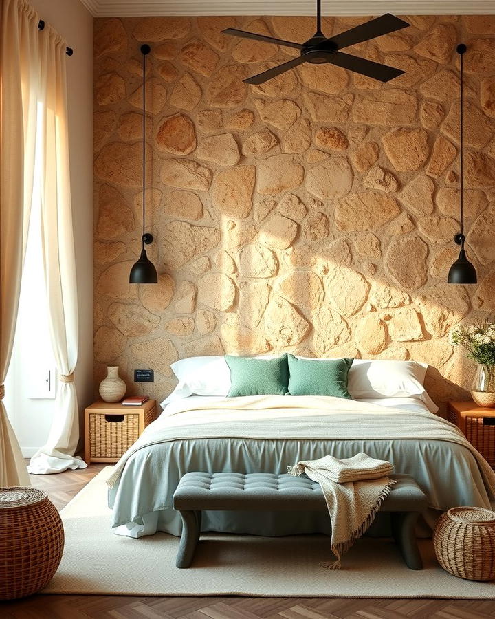 Stone Accent Walls 2 - 30 Mediterranean Bedroom Ideas