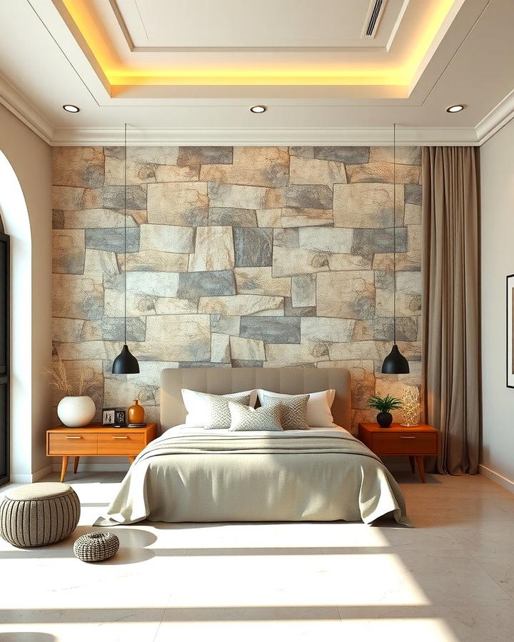 Stone Accent Walls - 30 Mediterranean Bedroom Ideas