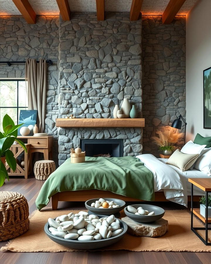 Stone Accents - 30 Forest Themed Bedroom Ideas