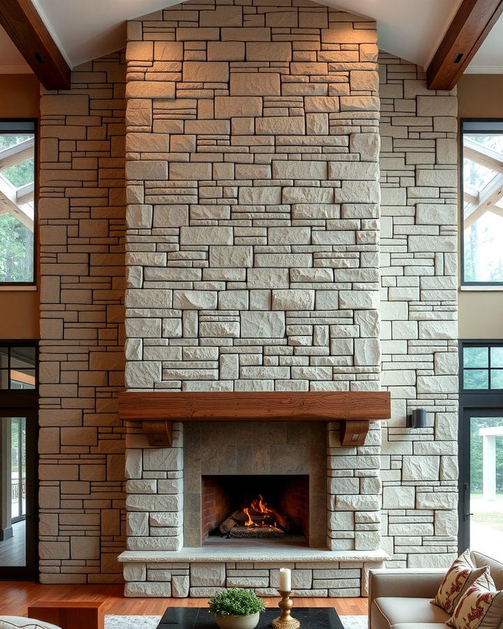 Stone Clad Grandeur - 25 Two-story Fireplace Ideas